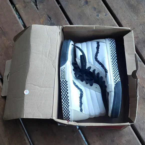 VANS SK8-HI REISSUE DIY Skate Shoes White Black sz 4.5 Mens - Picture 4 of 14